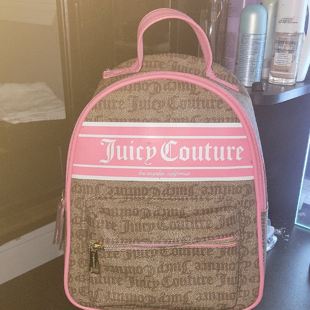 Juicy Couture Pink and Brown Logo Backpack